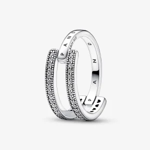 (image for) Pandora Signature Logo & Pavé Double Band Ring - 192779C01