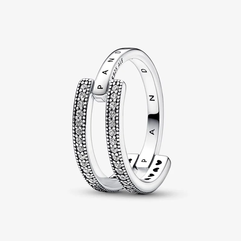 (image for) Pandora Signature Logo & Pavé Double Band Ring - 192779C01 - Product Image