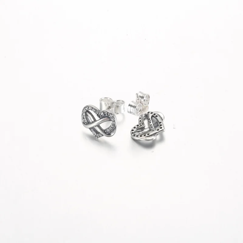 (image for) Pandora Sparkling Infinity Heart Stud Earrings - 292667C01 - View 4