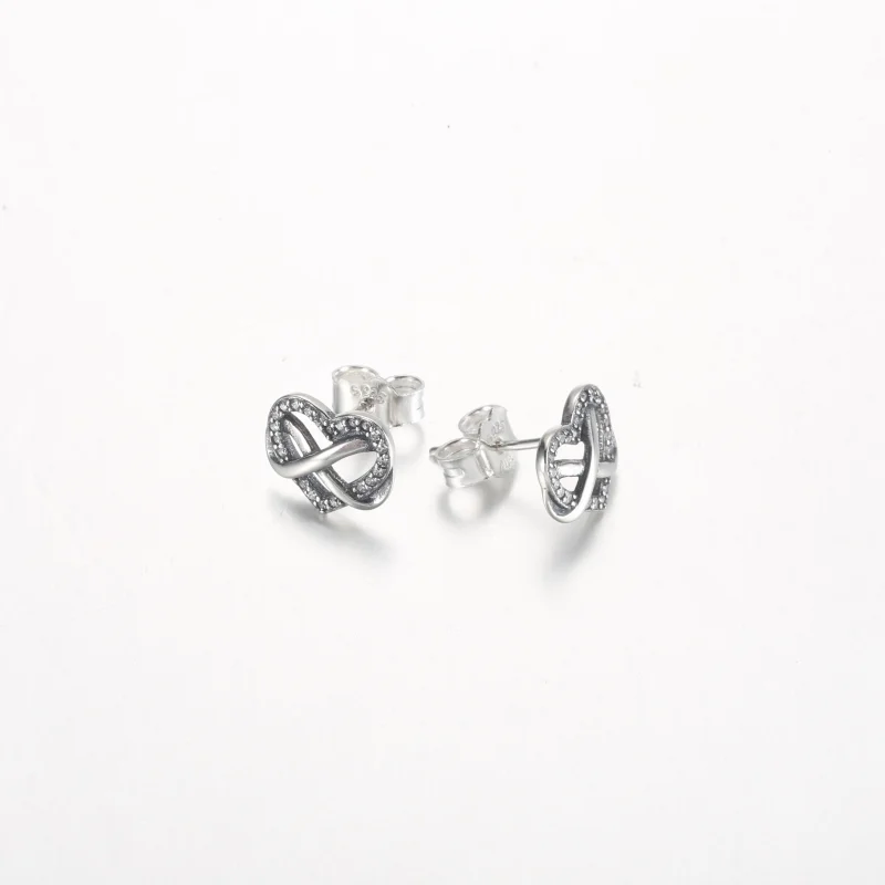 (image for) Pandora Sparkling Infinity Heart Stud Earrings - 292667C01 - View 5