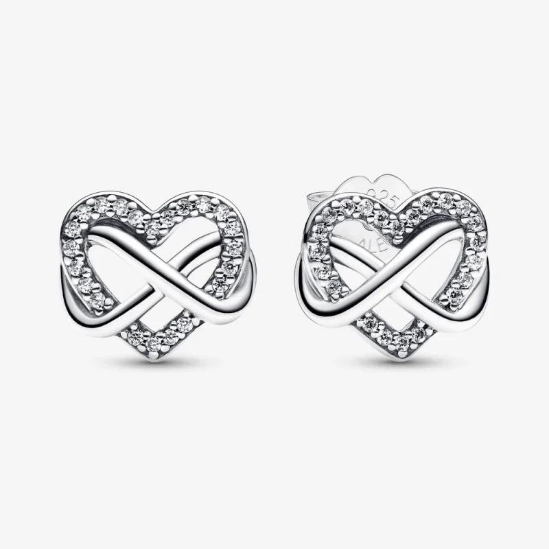 (image for) Pandora Sparkling Infinity Heart Stud Earrings - 292667C01 - Product Image