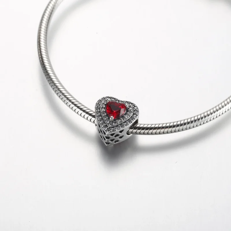 (image for) Pandora Sparkling Levelled Heart Charm - 799218C02 - View 5