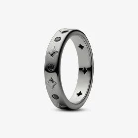 Pandora Star ruthenium-plated ring with black crystal - 142784c01 Pandora Star ruthenium-plated ring with black crystal - 142784c01