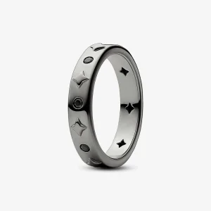 (image for) Pandora Star ruthenium-plated ring with black crystal - 142784c01