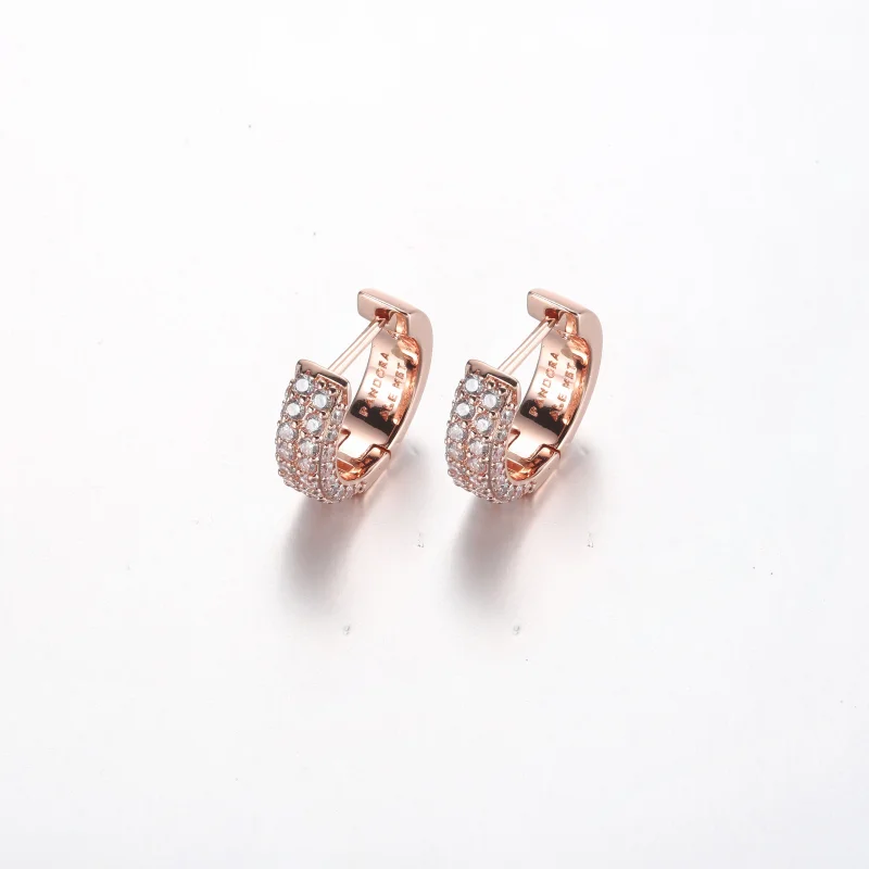 (image for) Pandora Timeless Pavé Double-row Hoop Earrings - 282622C01 - View 2