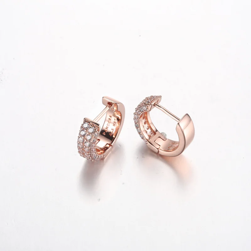 (image for) Pandora Timeless Pavé Double-row Hoop Earrings - 282622C01 - View 4