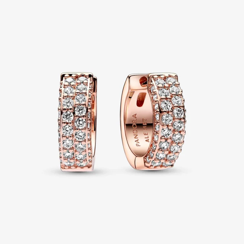 (image for) Pandora Timeless Pavé Double-row Hoop Earrings - 282622C01 - Product Image