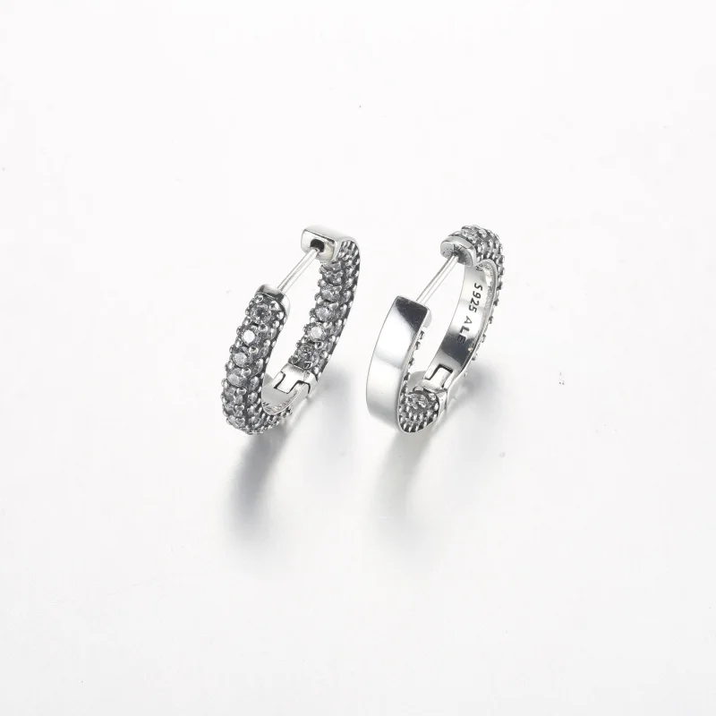 (image for) Pandora Timeless Pavé Single-row Hoop Earrings - 292624C01 - View 3