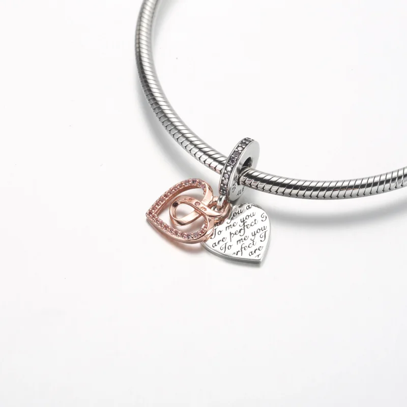 (image for) Pandora Two-tone Infinity Heart Double Dangle Charm - 782641C01 - View 4