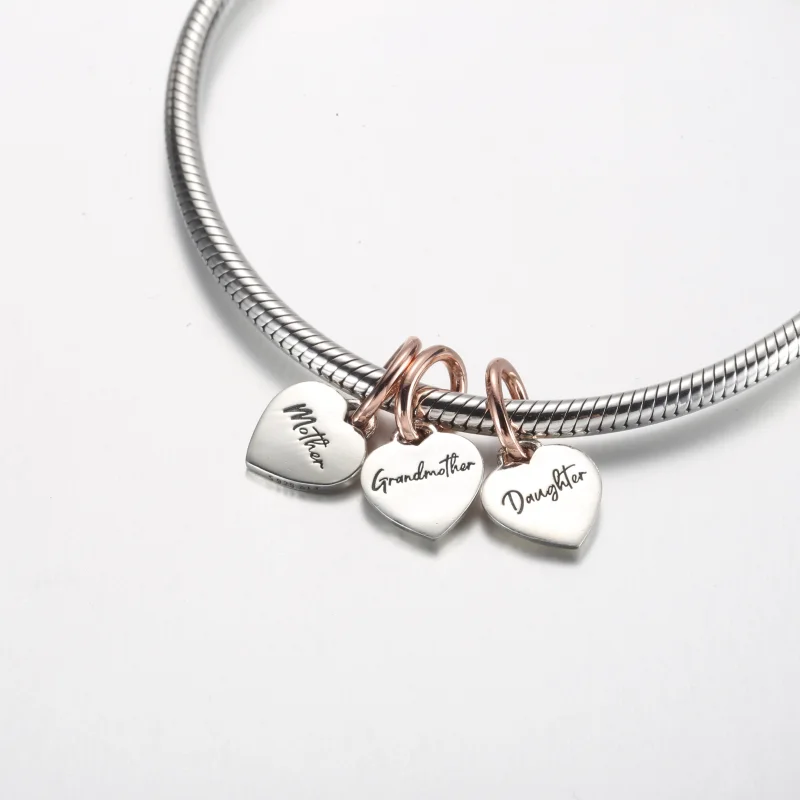 (image for) Pandora Two-tone Splittable Family Generation of Hearts Triple Dangle Charm - 78 - View 4