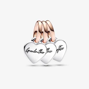 (image for) Pandora Two-tone Splittable Family Generation of Hearts Triple Dangle Charm - 782648C00