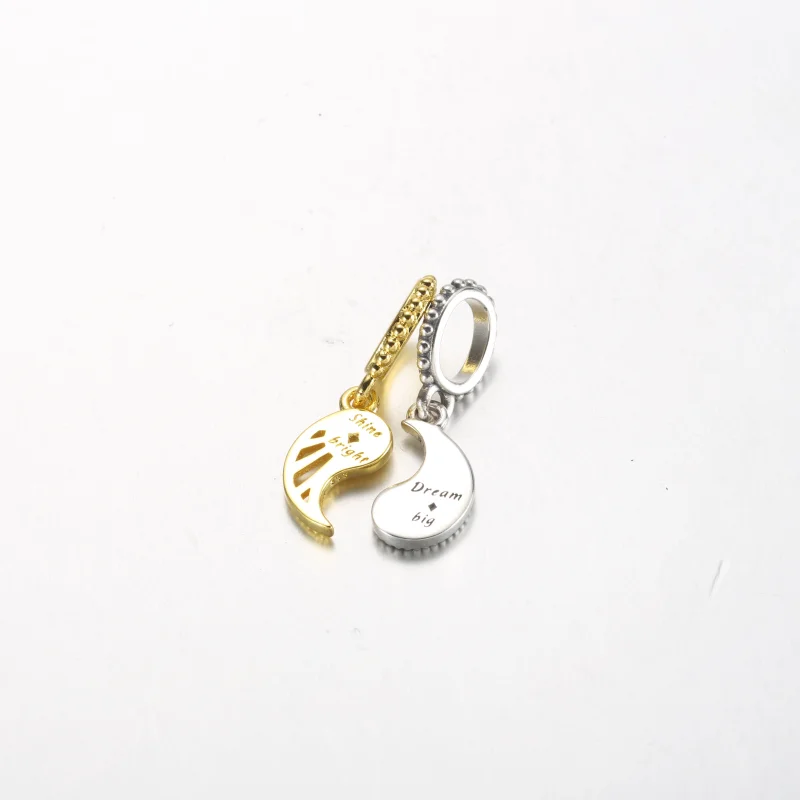 (image for) Pandora Two-tone Splittable Sun & Moon Dangle Charm - 762678C01 - View 3