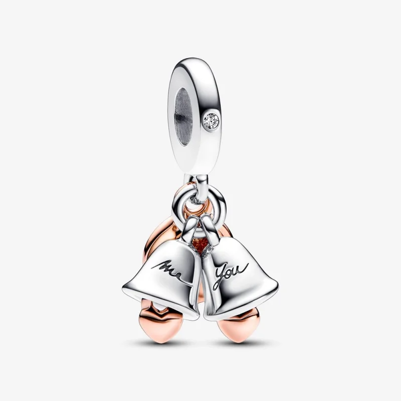 (image for) Pandora Two-tone Wedding Bells Double Dangle Charm - 782592C01 - Product Image