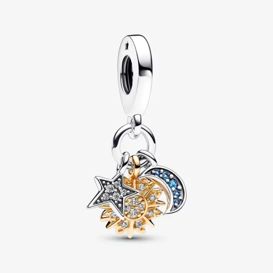 Pandora Two-tone Celestial Triple Dangle Charm - 762676C01