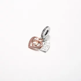 Pandora Two-tone Infinity Heart Double Dangle Charm - 782641C01 Pandora Two-tone Infinity Heart Double Dangle Charm - 782641C01
