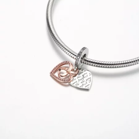 Pandora Two-tone Infinity Heart Double Dangle Charm - 782641C01