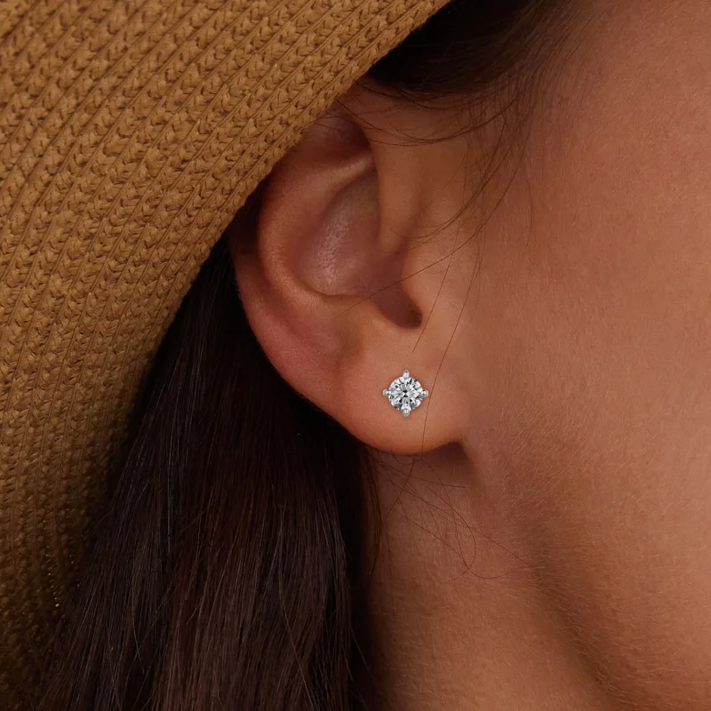 (image for) Pandora 0.1ct Moissanite Stud Earrings - 925 Sterling Silver, Moissanite Gemston - View 5