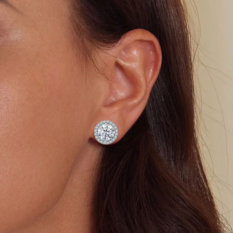 (image for) Pandora 1ct Moissanite Stud Earrings with Two Certificates - 925 Silver Zirconia - View 5