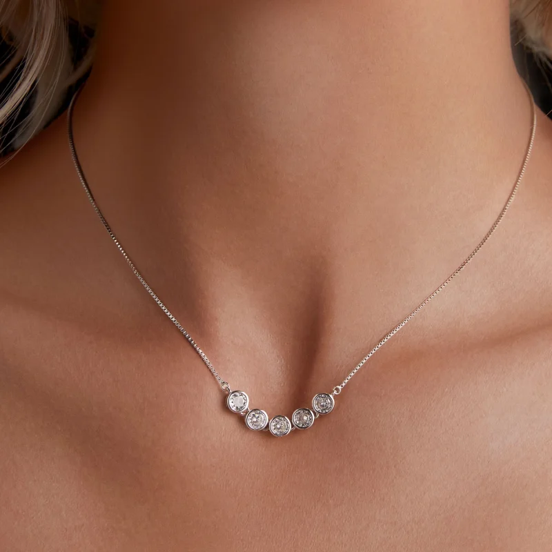 (image for) Pandora Style 0.3Ct Moissanite Necklace(One Certificate) - MSN022 - View 5