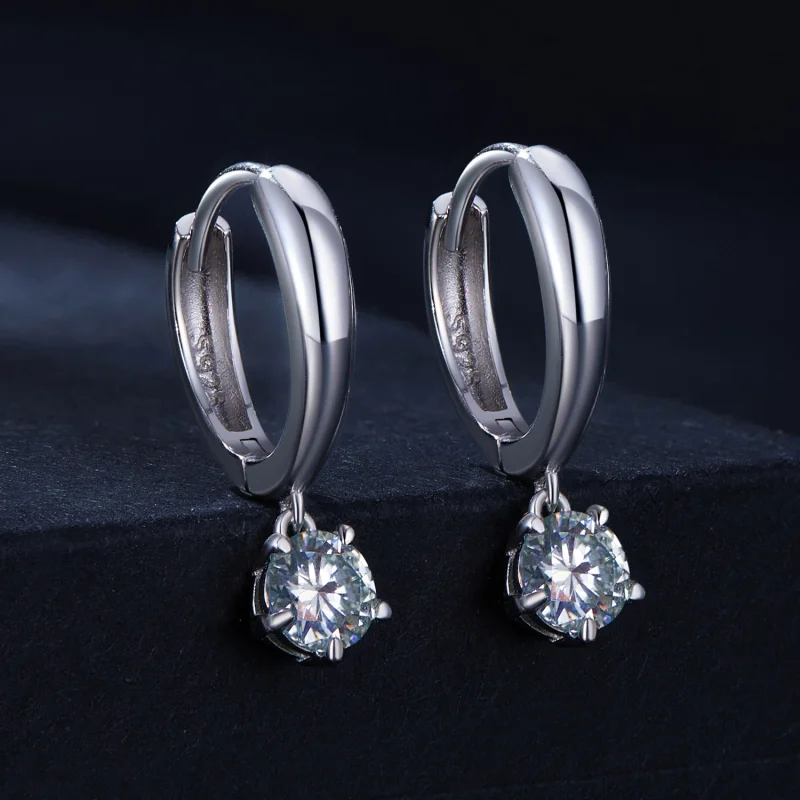 (image for) Pandora Style 0.5Ct Moissanite Hoop Earrings(Two Certificates) - MSE040 - View 2