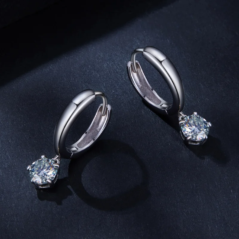 (image for) Pandora Style 0.5Ct Moissanite Hoop Earrings(Two Certificates) - MSE040 - View 3