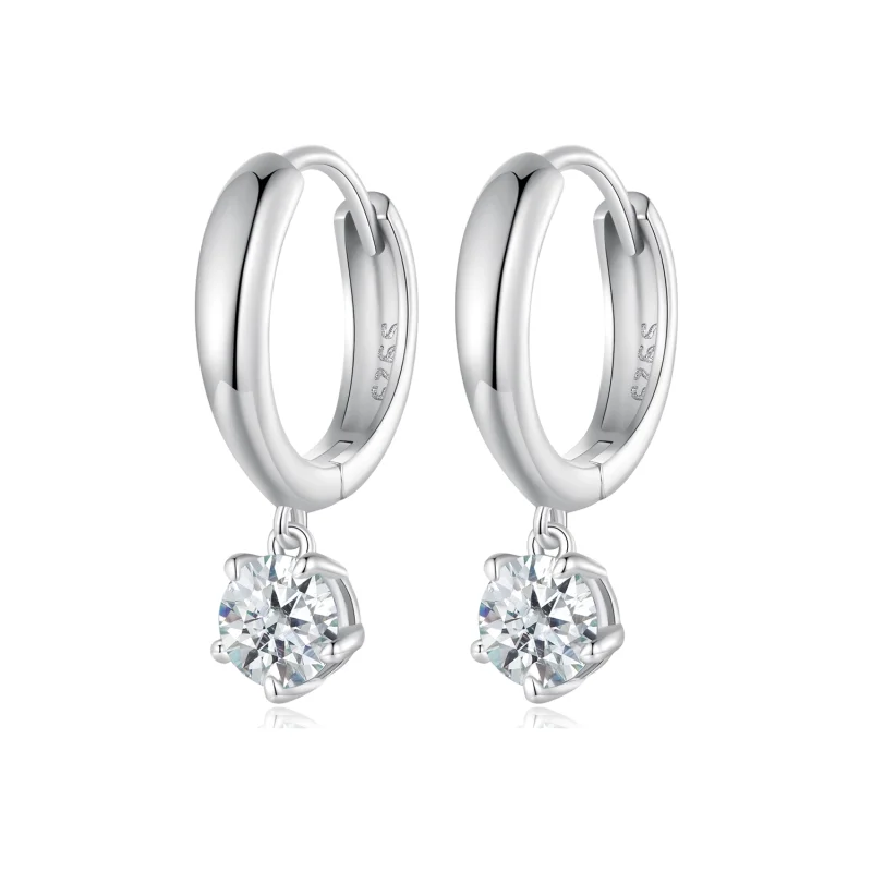 (image for) Pandora Style 0.5Ct Moissanite Hoop Earrings(Two Certificates) - MSE040 - Product Image