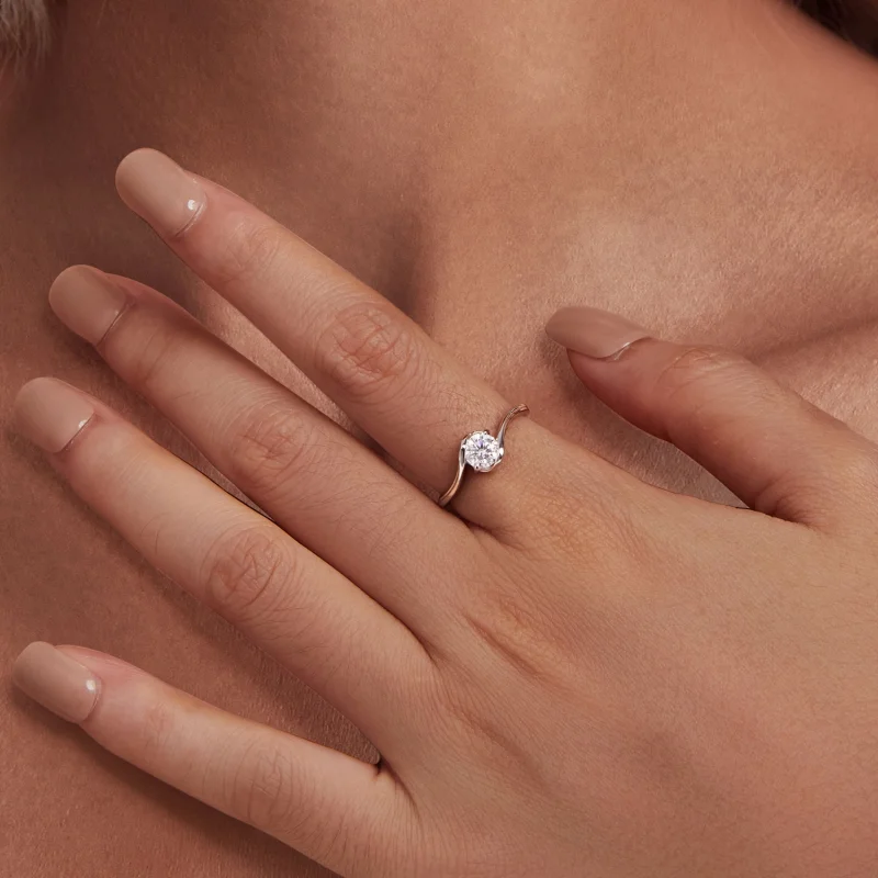 (image for) Pandora Style 0.5Ct Moissanite Ring(One Certificate) - MSR040 - View 6