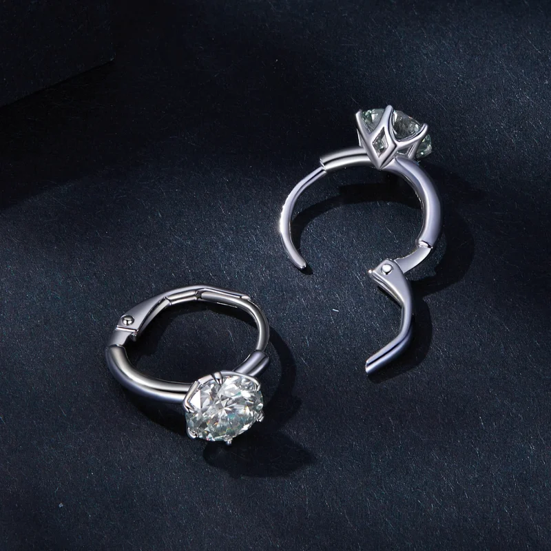 (image for) Pandora Style 1Ct Moissanite Hoop Earrings(One Certificate) - MSE037 - View 4