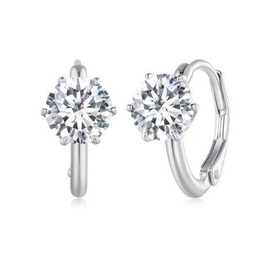 (image for) Pandora Style 1Ct Moissanite Hoop Earrings(One Certificate) - MSE037