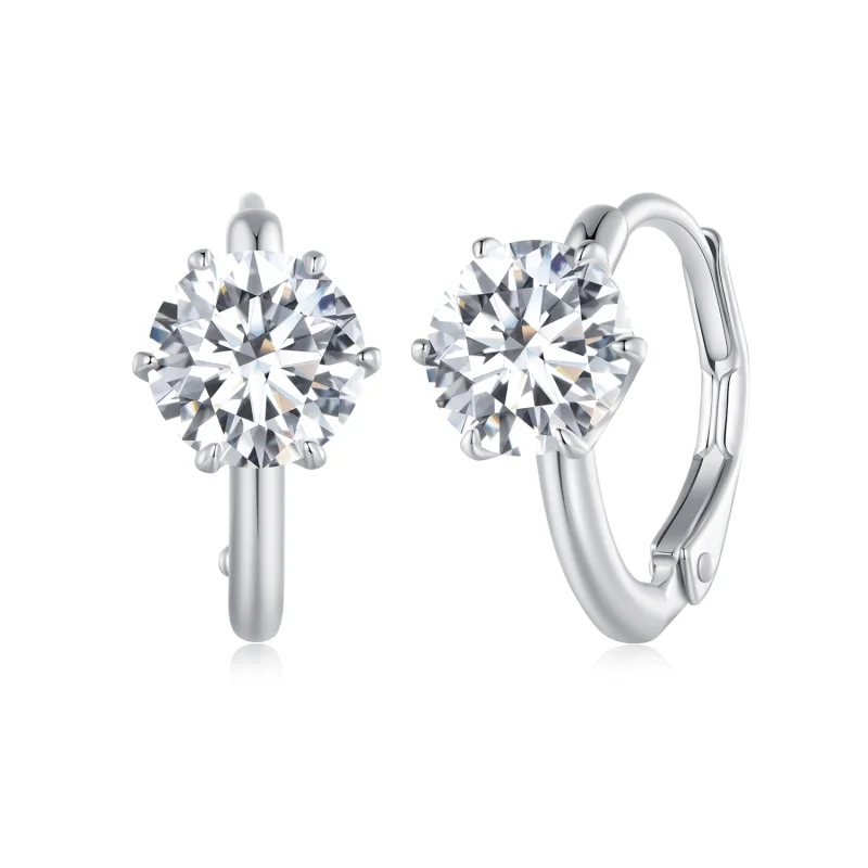 (image for) Pandora Style 1Ct Moissanite Hoop Earrings(One Certificate) - MSE037 - Product Image