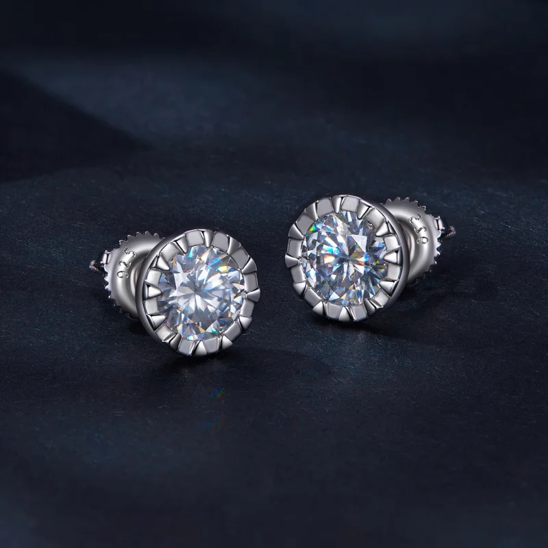 (image for) Pandora Style 1Ct Moissanite Studs Earrings - MSE027 - View 2