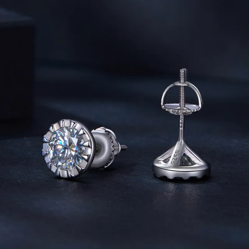 (image for) Pandora Style 1Ct Moissanite Studs Earrings - MSE027 - View 4