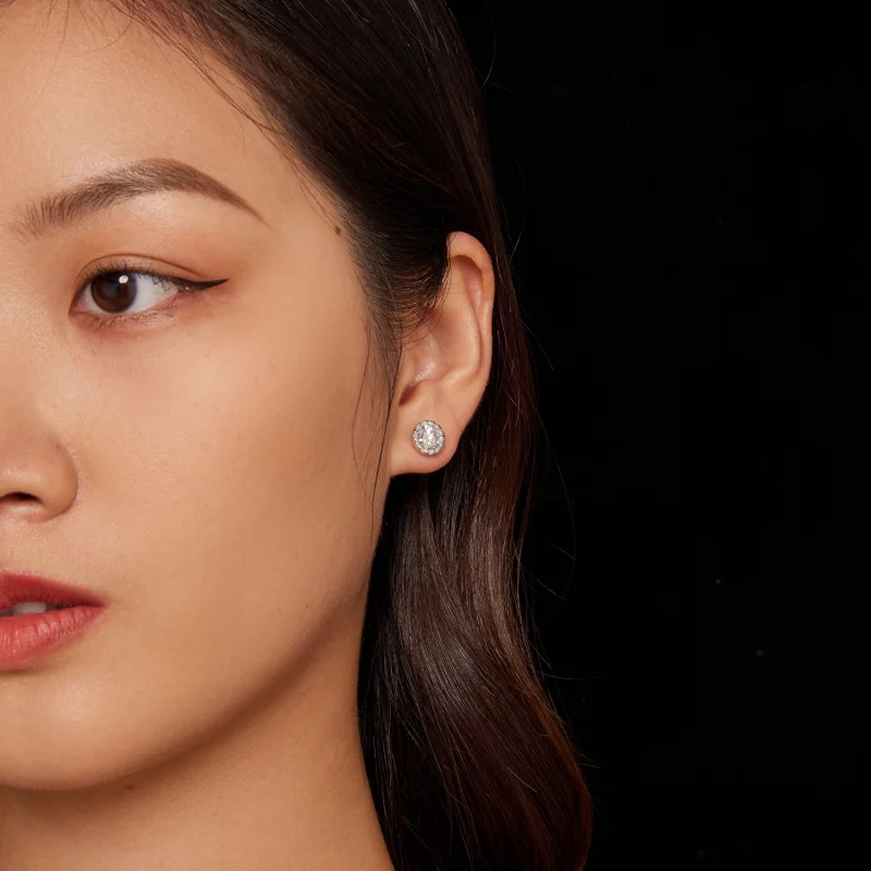 (image for) Pandora Style 1Ct Moissanite Studs Earrings - MSE027 - View 5