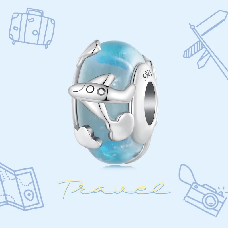 (image for) Pandora Style Aircraft Glazed Charm - SCC2482 - View 3
