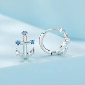 Pandora Style Anchor Hoop Earrings - SCE1619 Pandora Style Anchor Hoop Earrings - SCE1619