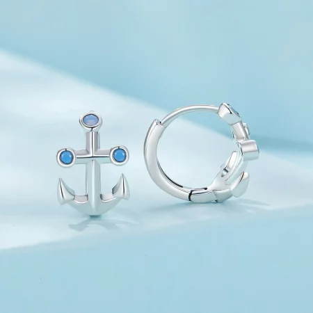 Pandora Style Anchor Hoop Earrings - SCE1619
