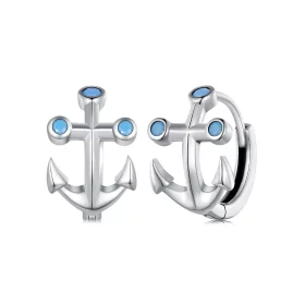 Pandora Style Anchor Hoop Earrings - SCE1619 Pandora Style Anchor Hoop Earrings - SCE1619