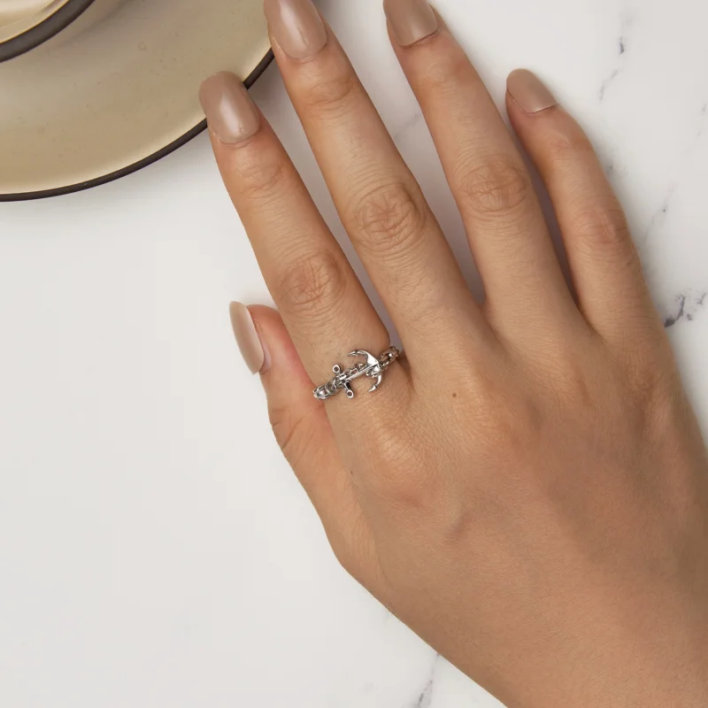 (image for) Pandora Style Anchor Ring - SCR949 - View 5