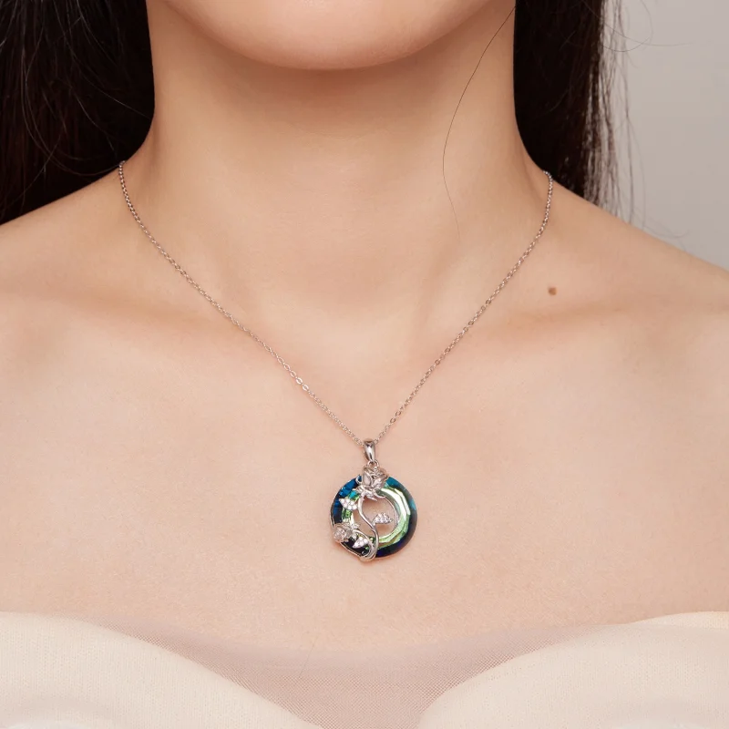 (image for) Pandora Style Angel Ring Rose Necklace - BSN313 - View 6