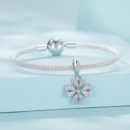 Pandora Style Angel wings Lucky Four Leaf Clover Dangle - SCC2484