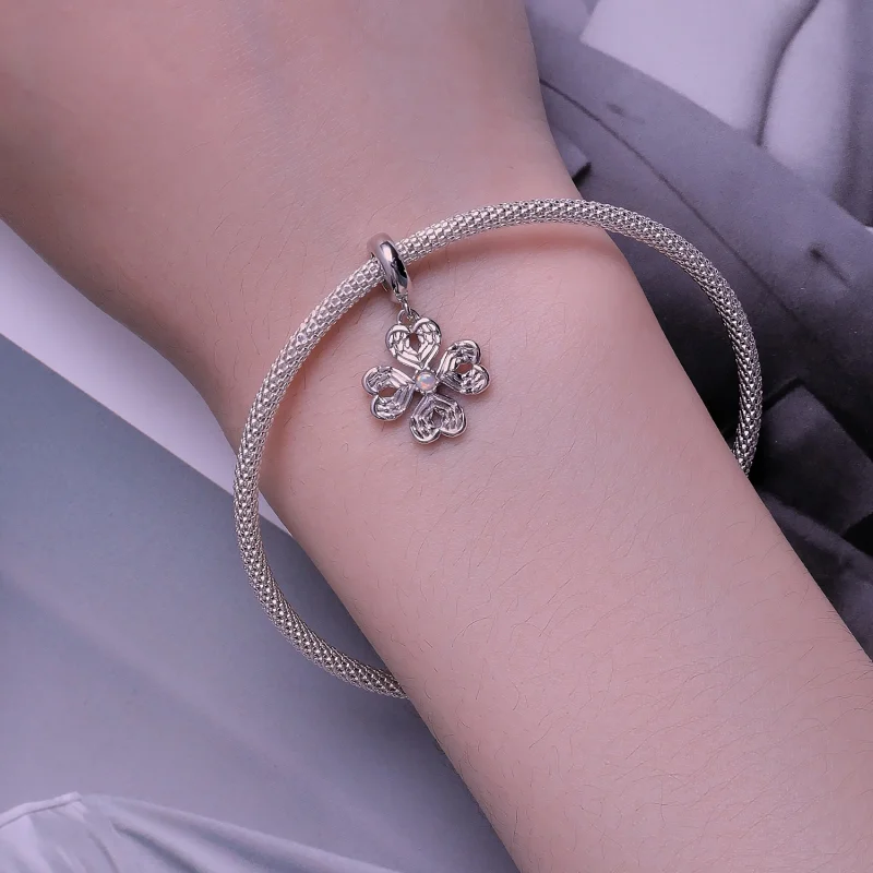 (image for) Pandora Style Angel wings Lucky Four Leaf Clover Dangle - SCC2484 - View 5