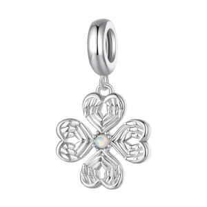 (image for) Pandora Style Angel wings Lucky Four Leaf Clover Dangle - SCC2484