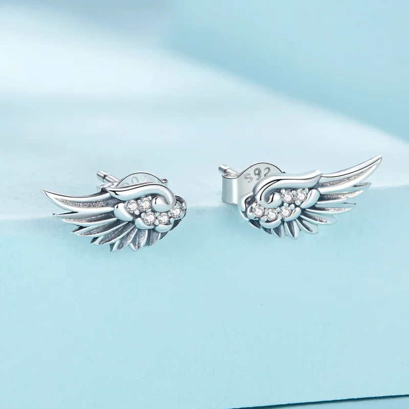 (image for) Pandora Style Angel Wings Studs Earrings - SCE1579 - View 2