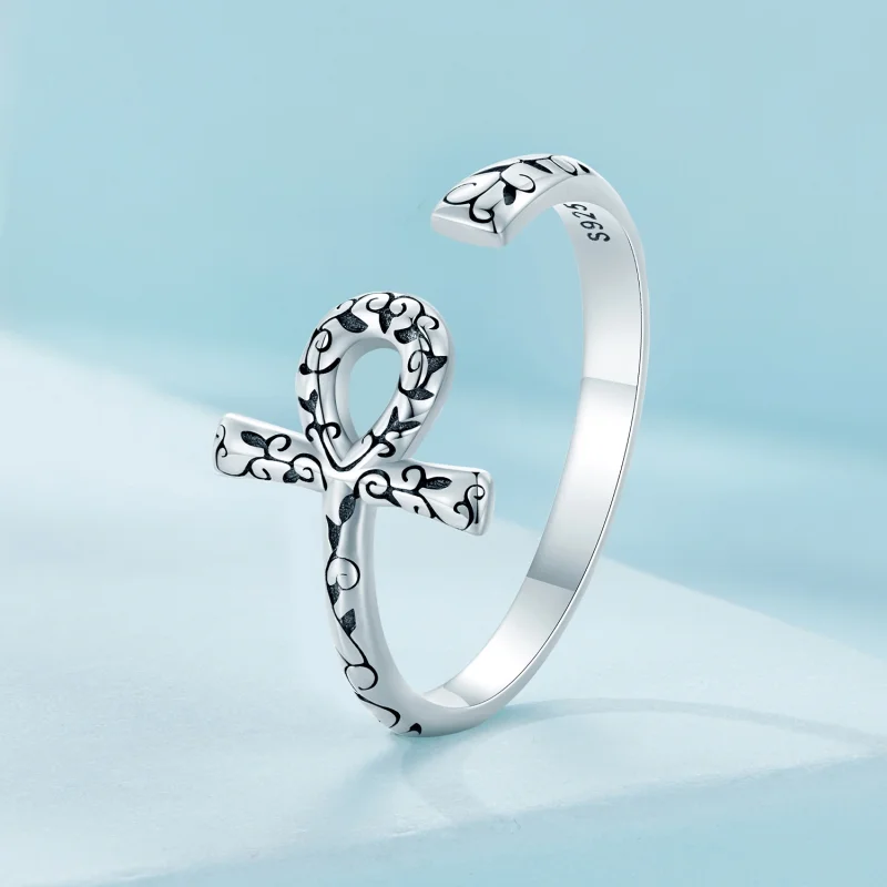 (image for) Pandora Style Ankh Cross Open Ring - SCR972-E - View 2