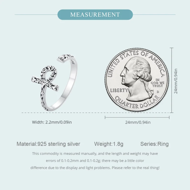 (image for) Pandora Style Ankh Cross Open Ring - SCR972-E - View 5