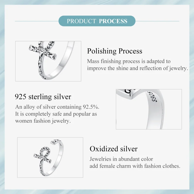 (image for) Pandora Style Ankh Cross Open Ring - SCR972-E - View 6