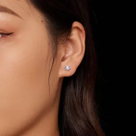 Pandora Style Aquamarine Moissanite Studs Earrings - MSE025-SLB Pandora Style Aquamarine Moissanite Studs Earrings - MSE025-SLB