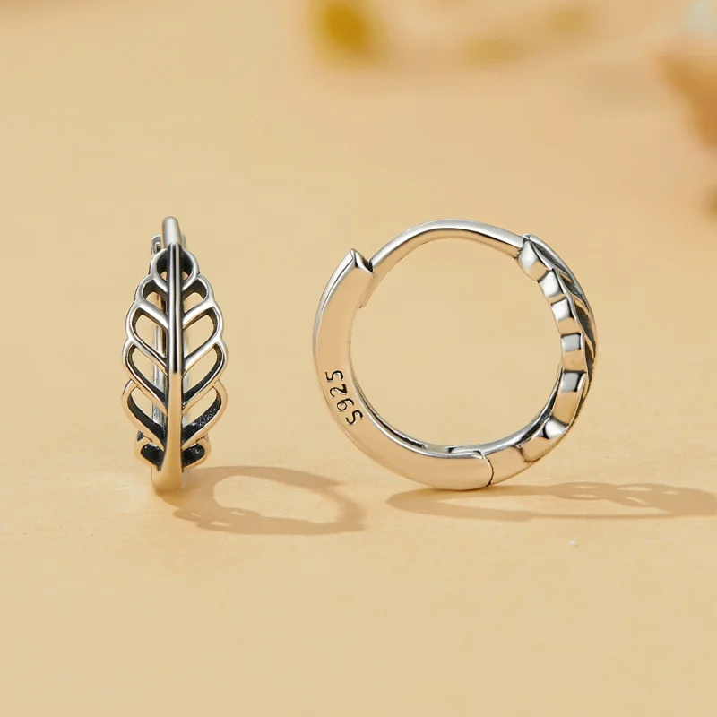 (image for) Pandora Style Autumn Leaves Hoop Earrings - SCE1636 - View 2