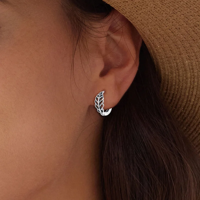 (image for) Pandora Style Autumn Leaves Hoop Earrings - SCE1636 - View 5