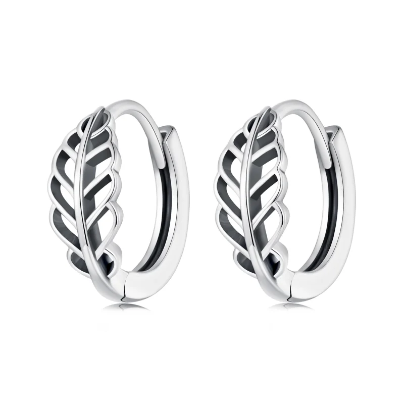 (image for) Pandora Style Autumn Leaves Hoop Earrings - SCE1636 - Product Image